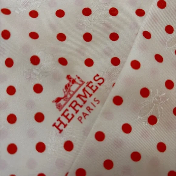 Hermes Maxi Twilly Scarf + Tying Cards - Bees & Orange Polka Dots - Picture 6 of 15